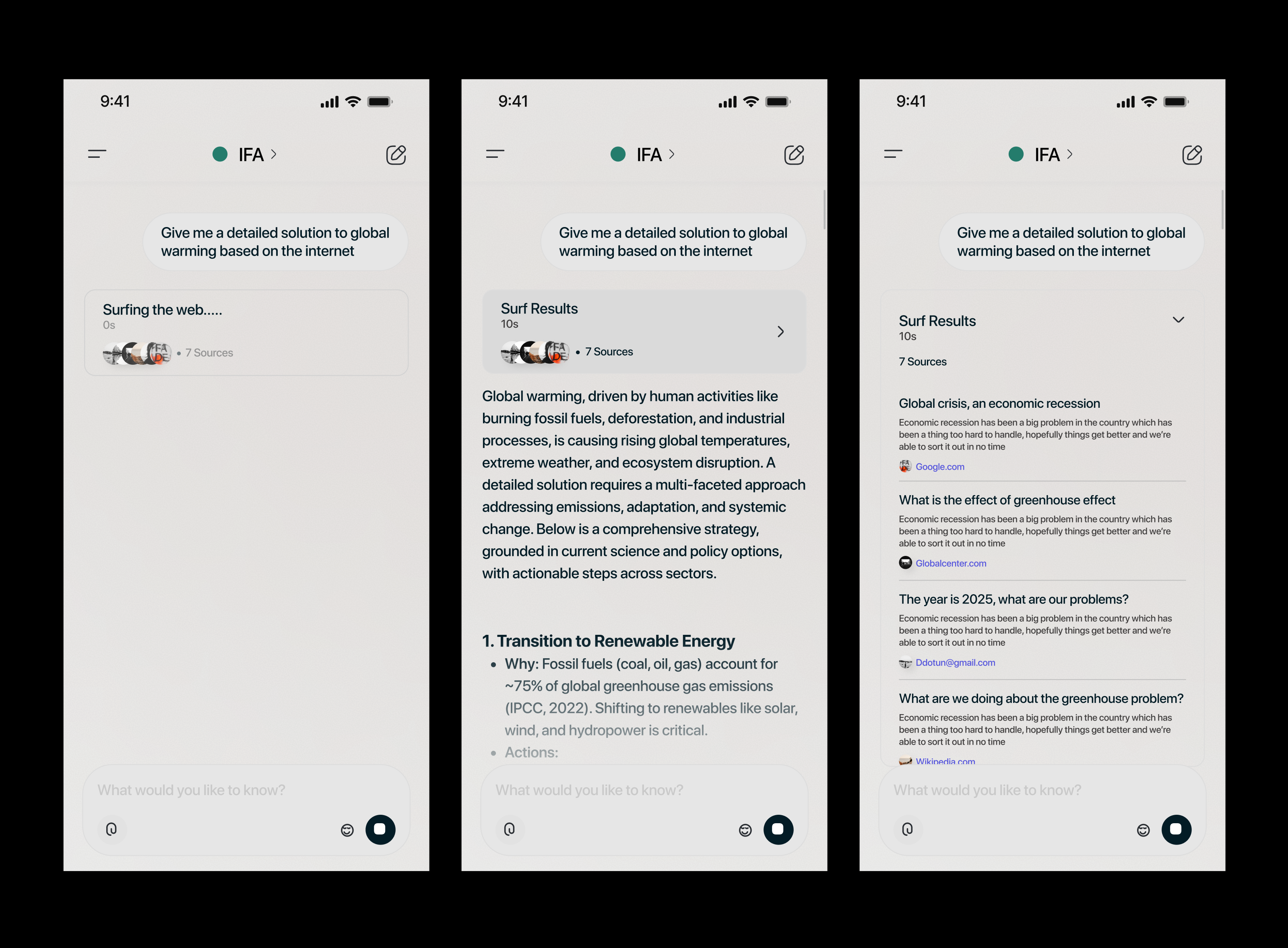 Other Screens - Web Search Results and Citations